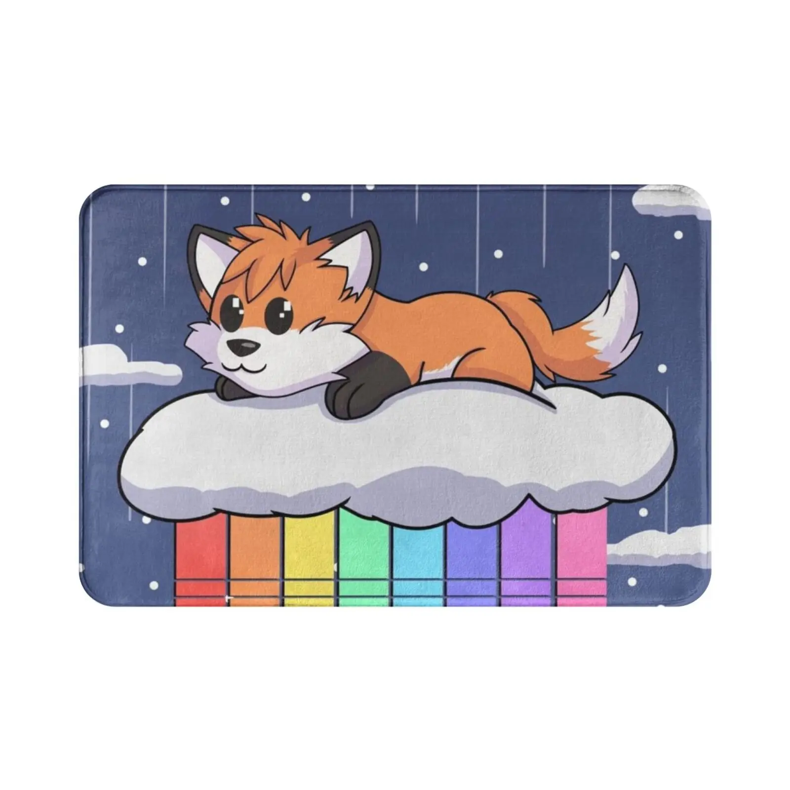 To The Stars Carpet Mat Rug Cushion Soft Fox Kodatzune Space Rainbow Cloud Lightspeed Cute Dog 2d Colorfull Kawai