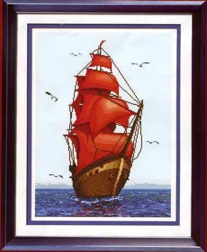 The sea Red Sails Top Quality Cross Stitch Kits 14CT Unprinted Sewing kit Embroidered Art Handmade Home Decor