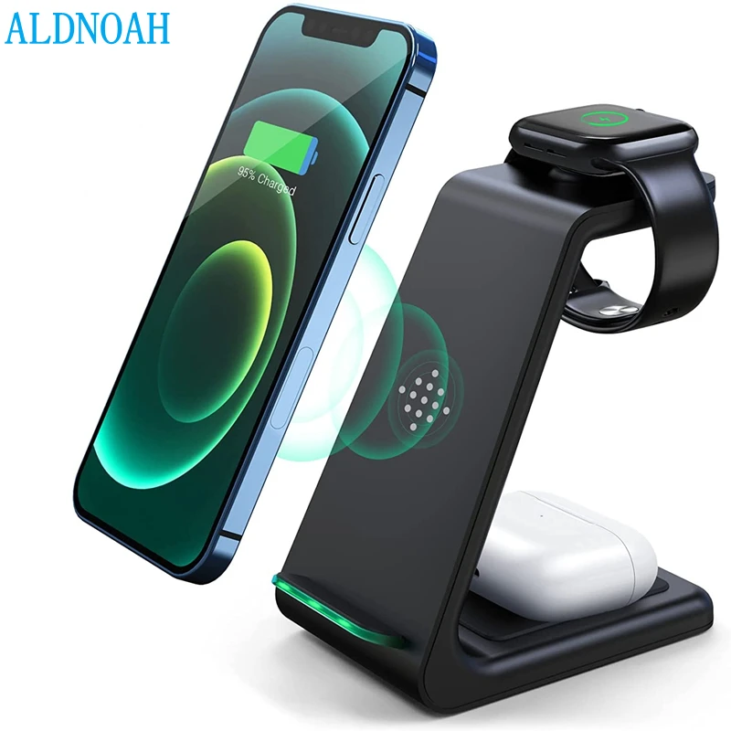 

3 In 1 Fast Wireless Charger For iPhone 13 12 Pro Max Mini X 8 15W Wireless Charging Dock Stand For Apple Watch 7 6 5 Airpods