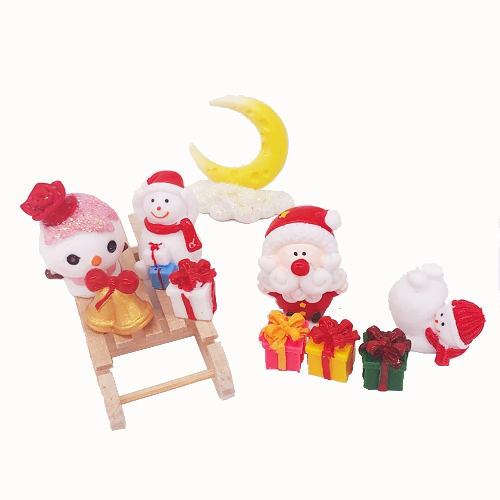 

1/12 Dollhouse Miniature Accessories Mini Santa Claus Snowman Sled Set Simulation Christmas Model Toys for Doll House Decoration