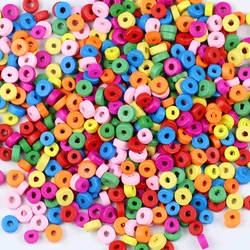 200~300pcs Flat Round Spacer Wooden Beads 3x6/4x8mm Wood Loose Beads for Jewelry Making Handmade Bracelet DIY Craft Findings