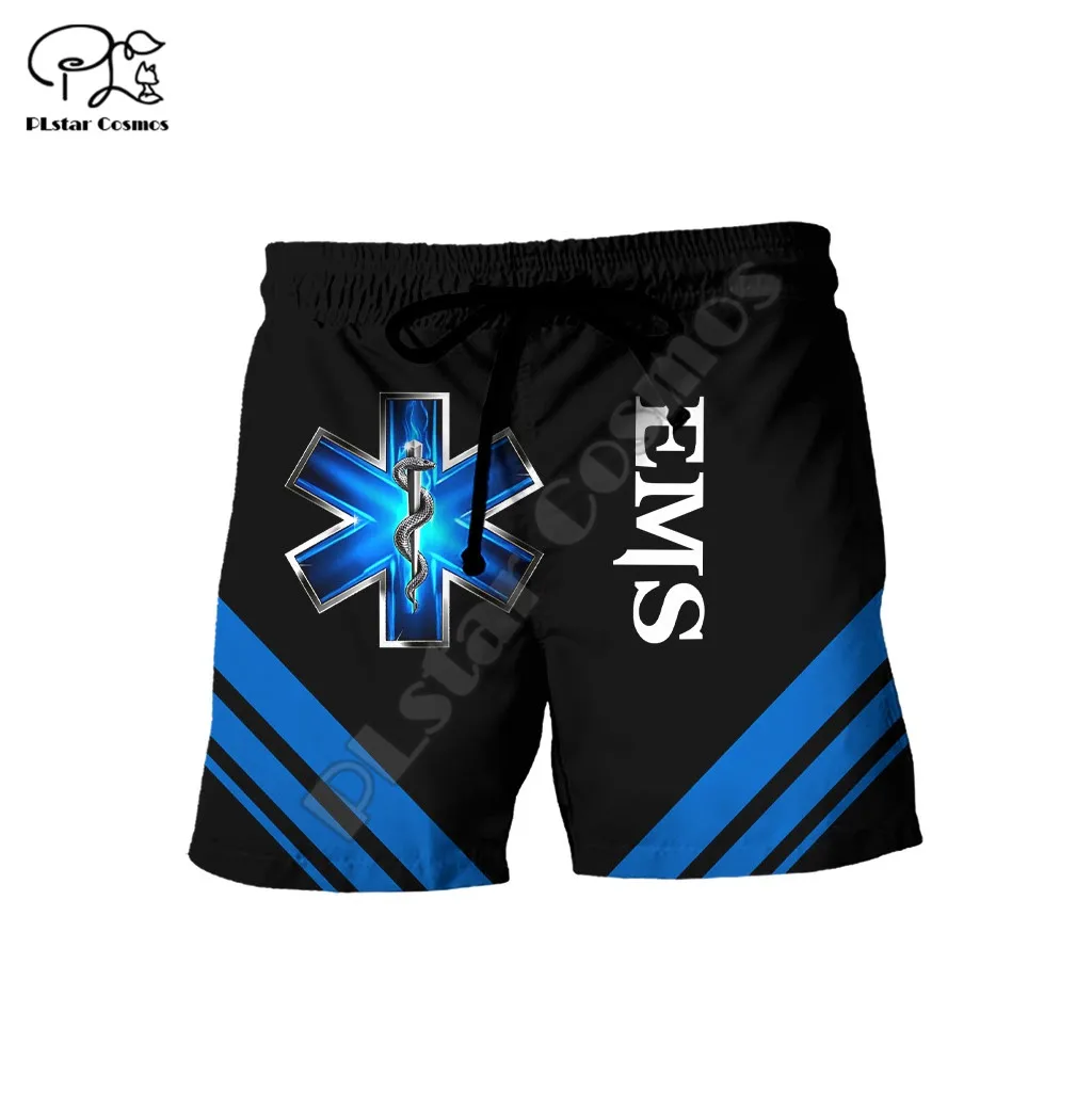 PLstar Cosmos Emergency Medical Service EMS 3D Printed 2021 Newest Fashion Summer Casual Men's Shorts Harajuku Loose Beach E22