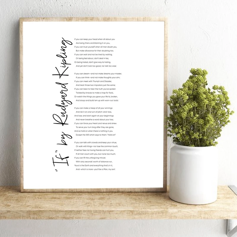 Rudyard Kipling poème littérature imprime motivation si citations affiche inspirante mur Art toile peinture photo décor à la maison