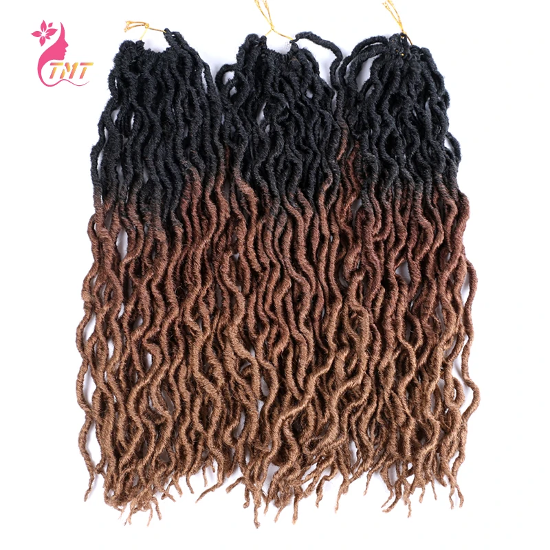 Ombre Gypsy Locs Crochet Synthetic Hair Soft Faux Locs Braids 24 Strands/Pack 18 Inch Curly Dreadlocks Crochet Braids for Women