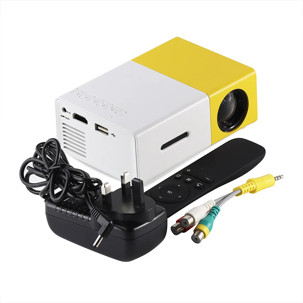 Portable HD Led Projector Mini Projector with Remote Control for Private Theatre and Children Education and Video Player