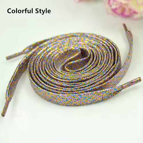 1 cm Width Colorful Lurex Shoelaces Trendy Bright Colorful Fall Winter Shoelaces Sneaker White Casual Sports Leather Shoes Laces - Image 22