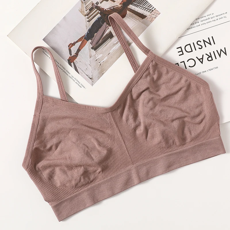 Damen Drahtloser BH Sport-Tube-Top Geripptes Gerafftes Camisole-Bralette Mit/Ohne Polster Unterwäsche Sexy Dessous M-L Intimates