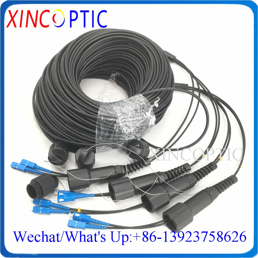 100M,SM,4Cores,MM OM1 OM2 Armored Black Cable,4.0mm,4Fibers 2Pcs PDSCUPC Armoured Fiber Optic Patch Cord Cable Jumper Connector