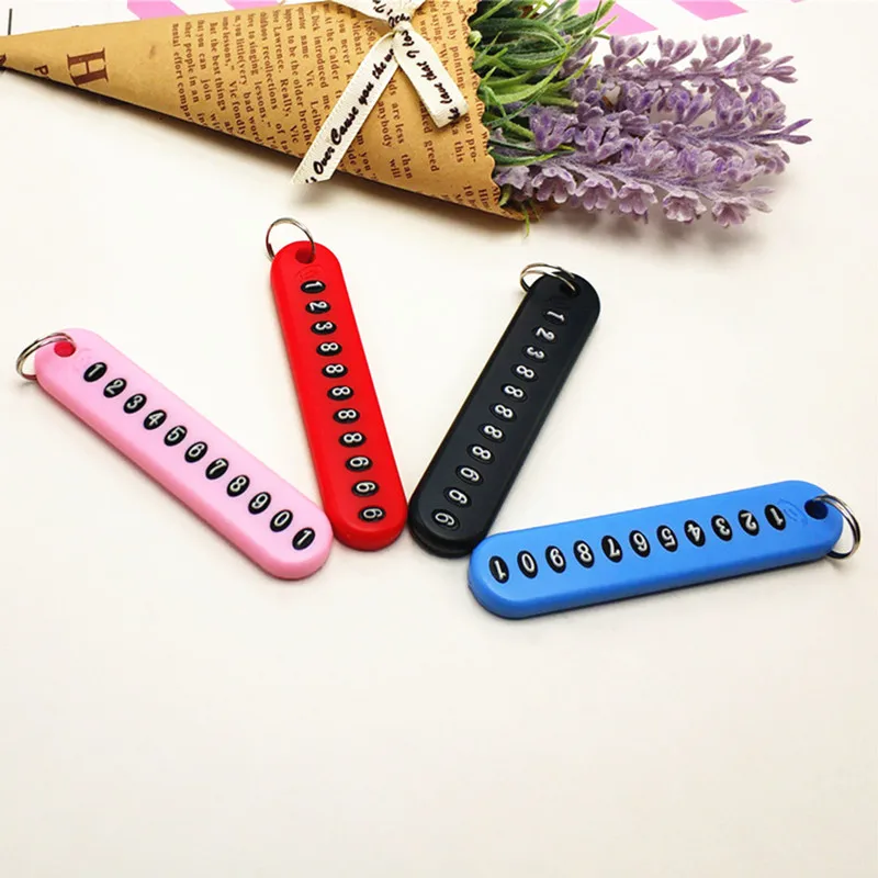 Car Keychain Car-styling Anti-lost Phone Number Plate Key Ring Auto Vehicle Key Chain Gift PhoneNumber Card Keyring Car Interior