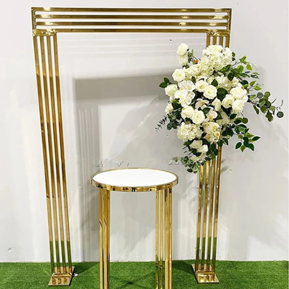 

Luxury Wedding Decoration Golden Stainless Steel Wedding Backdrop Stand AB0891