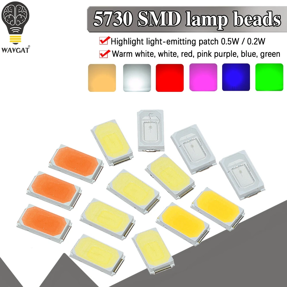 100 sztuk 5630/5730-CW/WW 0.5W-150Ma 50-55lm 6500K białe światło SMD 5730 5630 LED 5730 diody (3.2 ~ 3.4V)