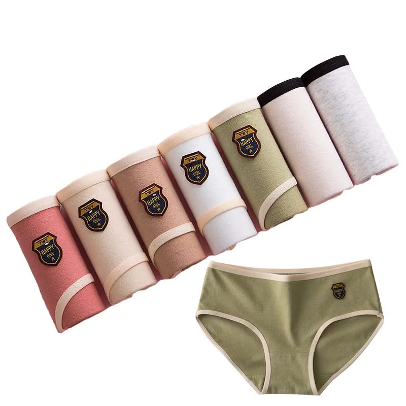 7Pcs/Set Cotton Underwear For Woman Sexy Panties Underpants Women\'s Briefs Girls Lingeries Solid Color Panty Plus Size Intimates