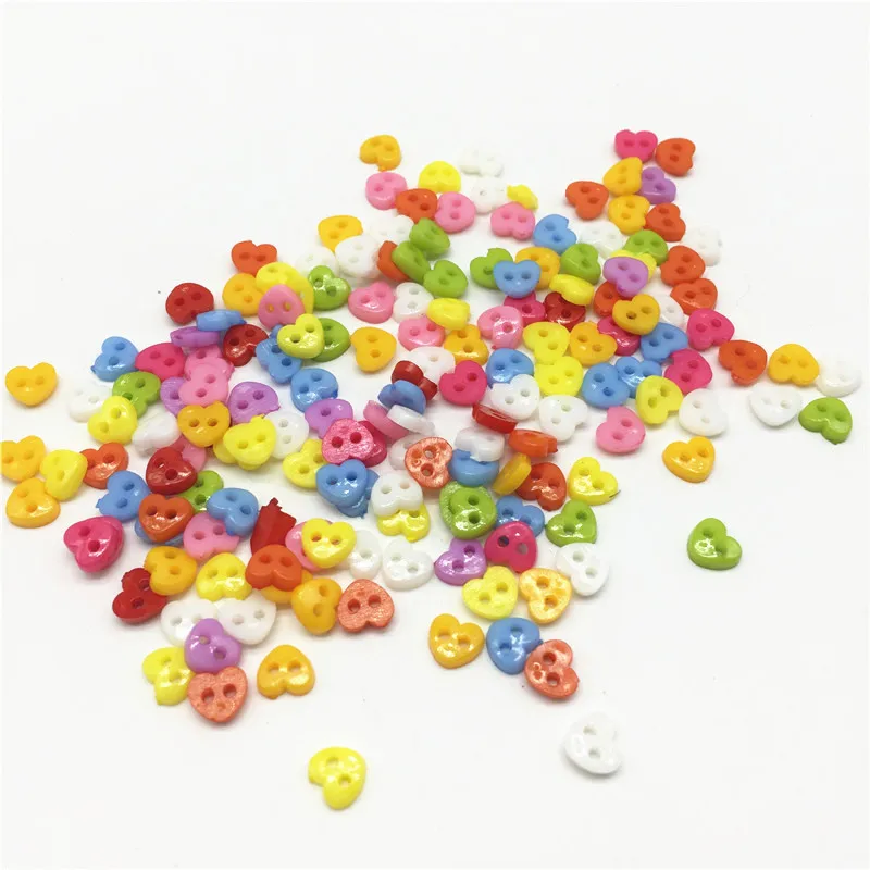 100pcs Plastic 6mm Mixed Heart/Flower/Star/Triangle/Square Min Buttons For Dolls Soft Toys Clothes Sewing Dollmaking Accessories