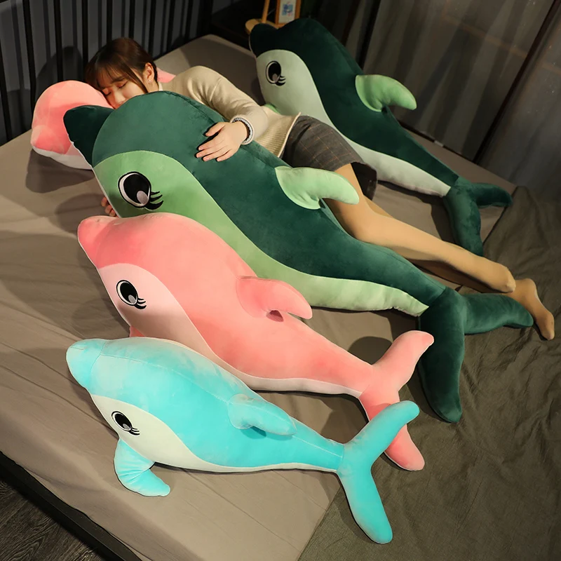 

120cm Cute Soft Dolphin Plush Toys Dolls Stuffed Down Cotton Animal Nap Pillow Creative Kids Toy Christmas Gift for Girls Baby