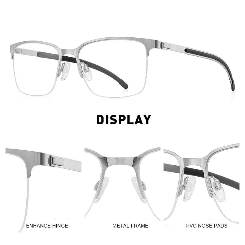 MERRYS DESIGN Classic Men Titanium Alloy Optical Glasses Frames Male Ultralight Square Half Frame Eyeglasses S2367