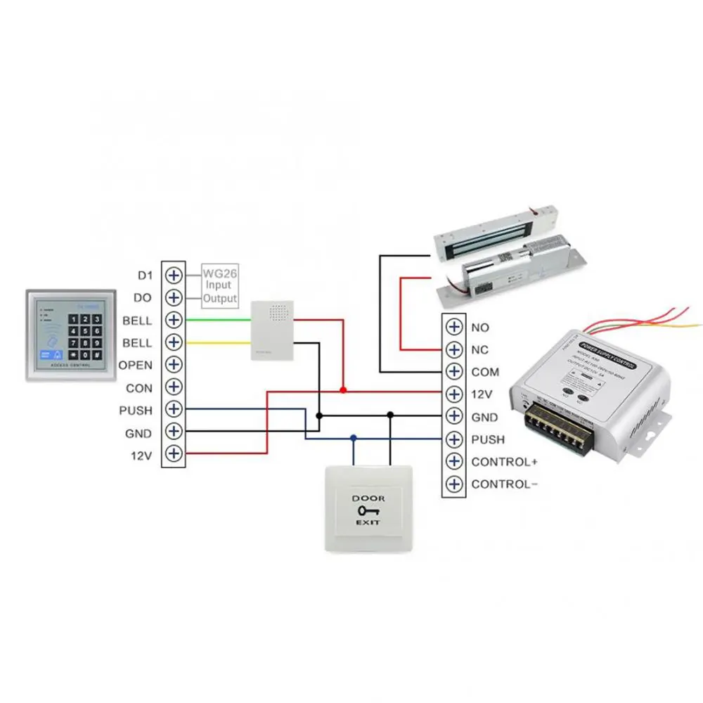 Access Control Power Supply Wide Voltage 100~260V In 12V 5A  Out NO/NC Lock