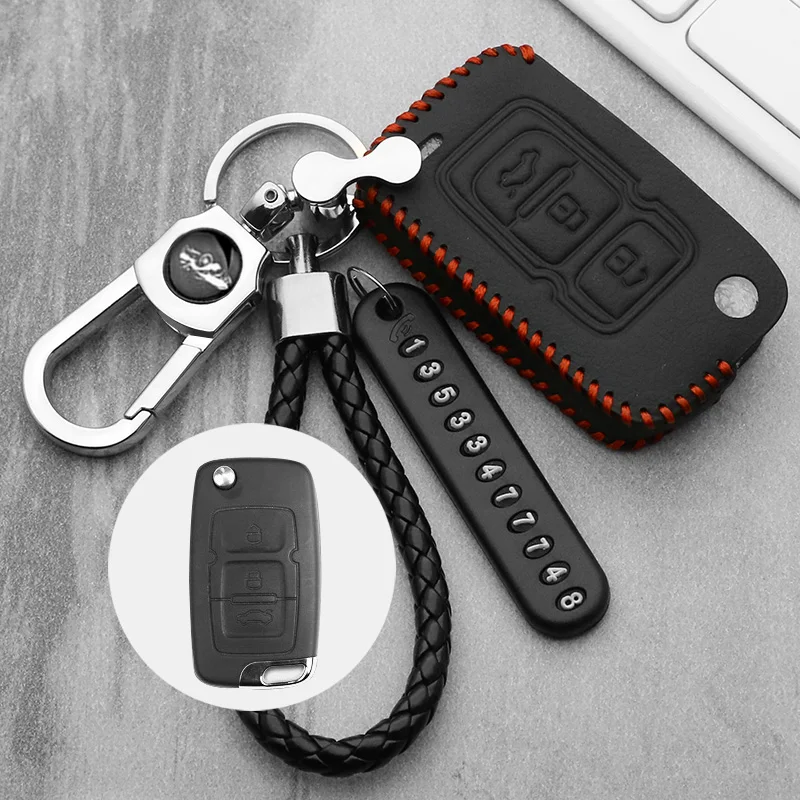 

For Geely Emgrand EC7 EC718 EC715 Global Hawk GX7 leather Car Key Case Cover Protect Folding Car Key Auto Accessories