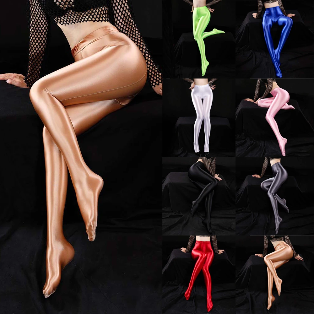 Women\'s SexyShiny Silky Pantyhose Satin Glossy Stockings Nylon Yoga StretchTights Dancewear Fitness Dance