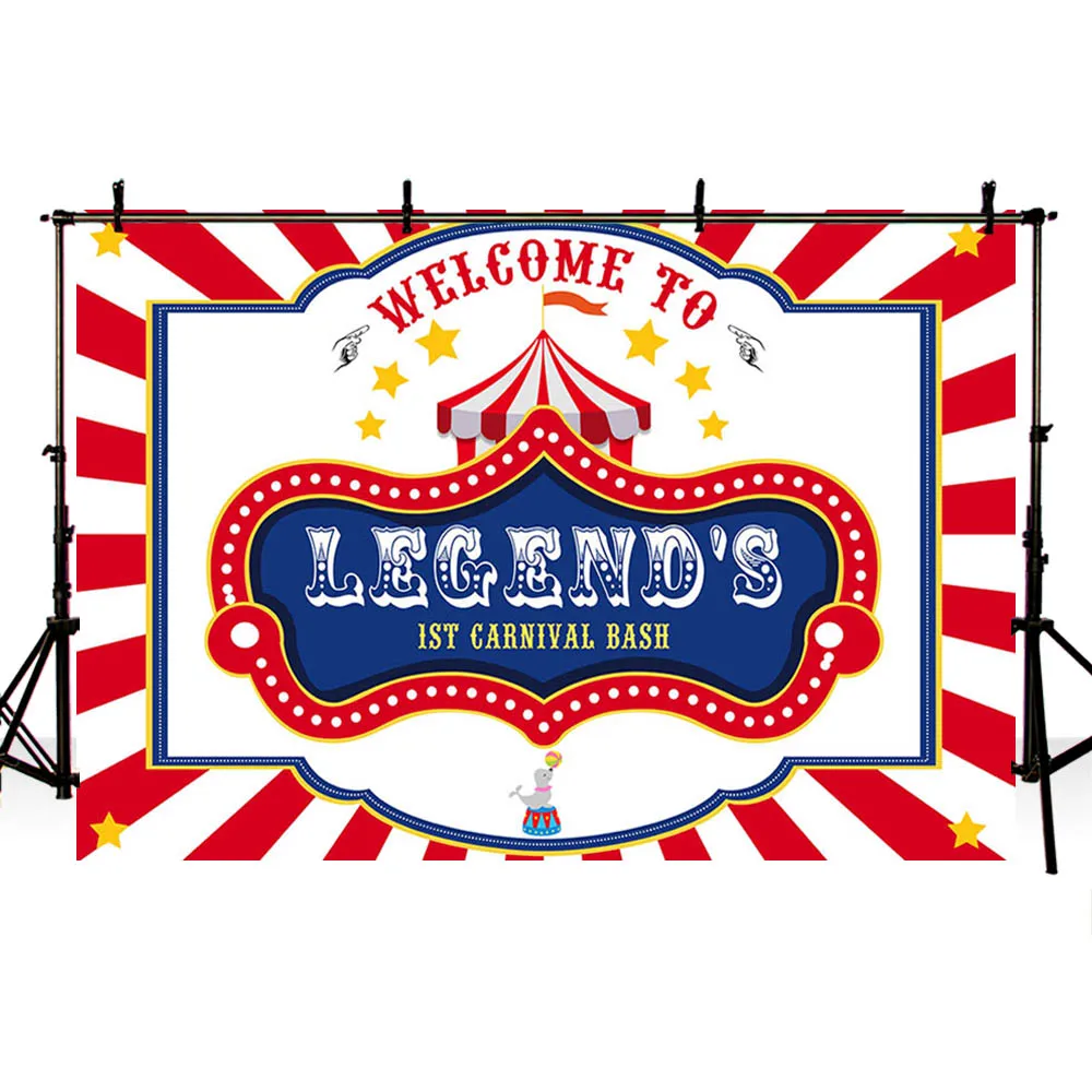 Mehofond السيرك موضوع التصوير خلفية الطفل 1st عيد ميلاد كرنفال حفلة راية صور خلفية استوديو فوتوزون
