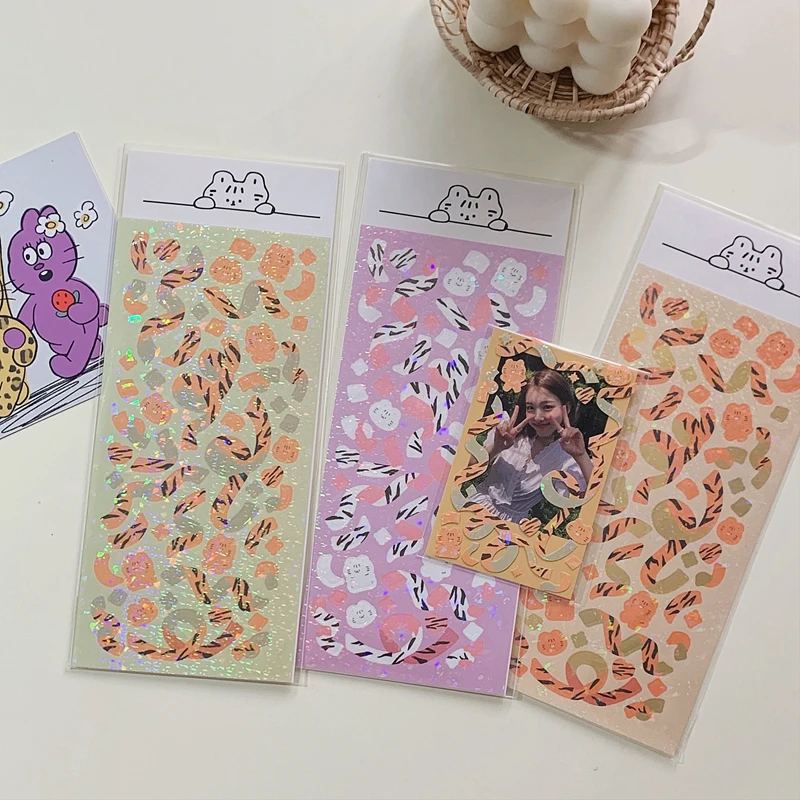 Kawaii Cat Ribbon Laser Stickers Decorative Hand Account DIY Diary Scrapbooking Album Collage Korean Cute Stationery Sticker
