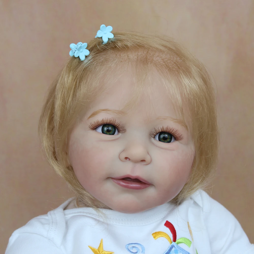 BZDOLL 3D-lackierte, weiche Silikon-Reborn-Babypuppe mit Blutgefäßen, 55,9 cm, lebensechte blonde Lisa-Prinzessin, Kleinkind-Mädchen