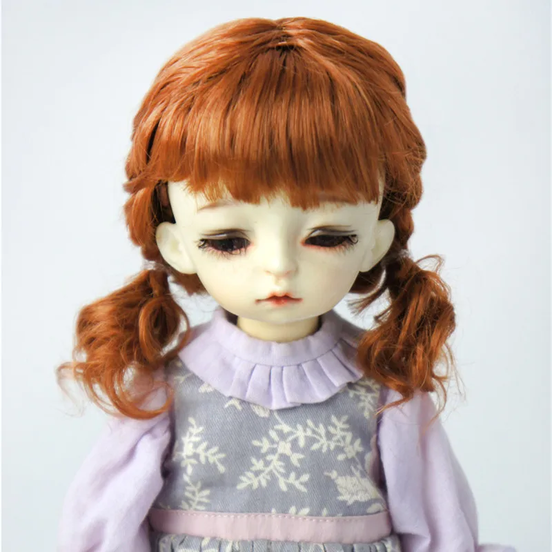 1/6 YOSD Doll wigs  JD571 6-7inch 16-18CM  Smart Twins curly braids  Short Anna Synthetic Mohair BJD wig