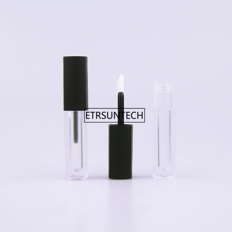 

500pcs 3ml Black lid Plastic Empty Lip Gloss Containers Rectangle Frosted White Lip Balm Lipstick Tubes Packaging F3292