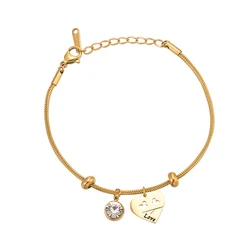 New Crystal and Hollow Butterfly Peach Heart Bracelet Stainless Steel High Quality Gold Color Love Jewelry Woman Bracelet Gift