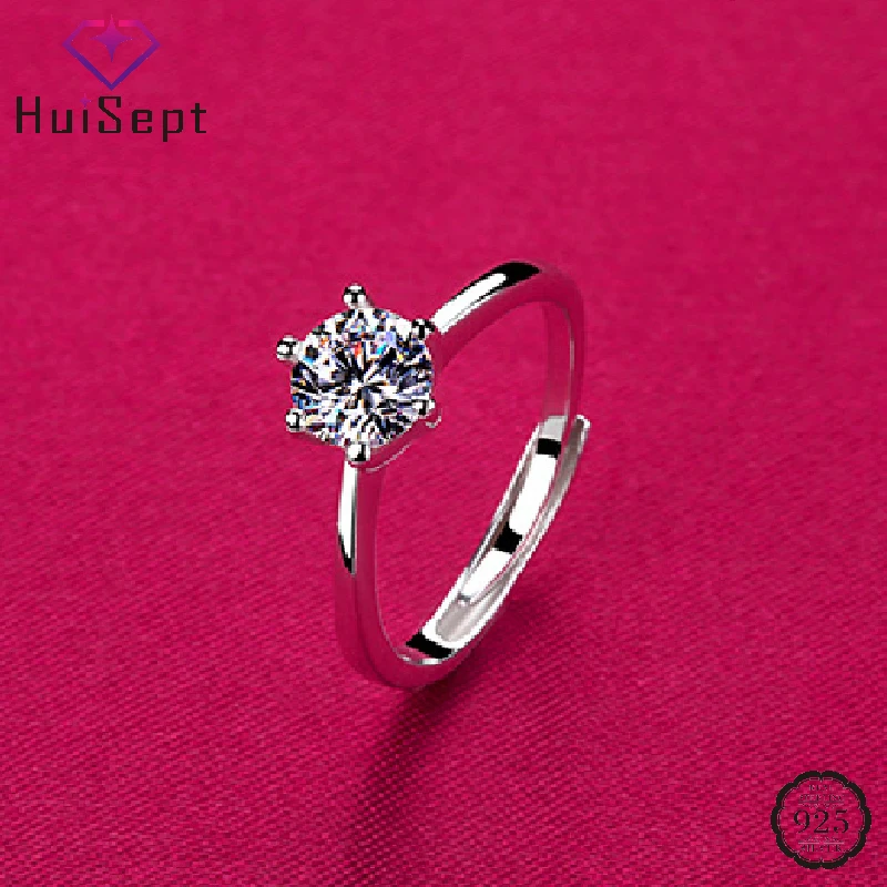 

HuiSept Ring 925 Silver Jewelry with Zircon Gemstone Open Finger Rings for Women Girl Wedding Party Gift Accessories Wholesale