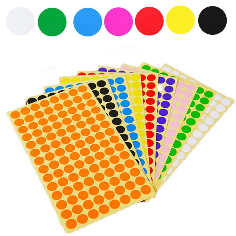 Colorful Papers Sticker 6mm 8mm 10mm/13mm/19mm/25mm for Glass Essential Oil Bottle Cap Lid Labels Blank Round Circles Stickers