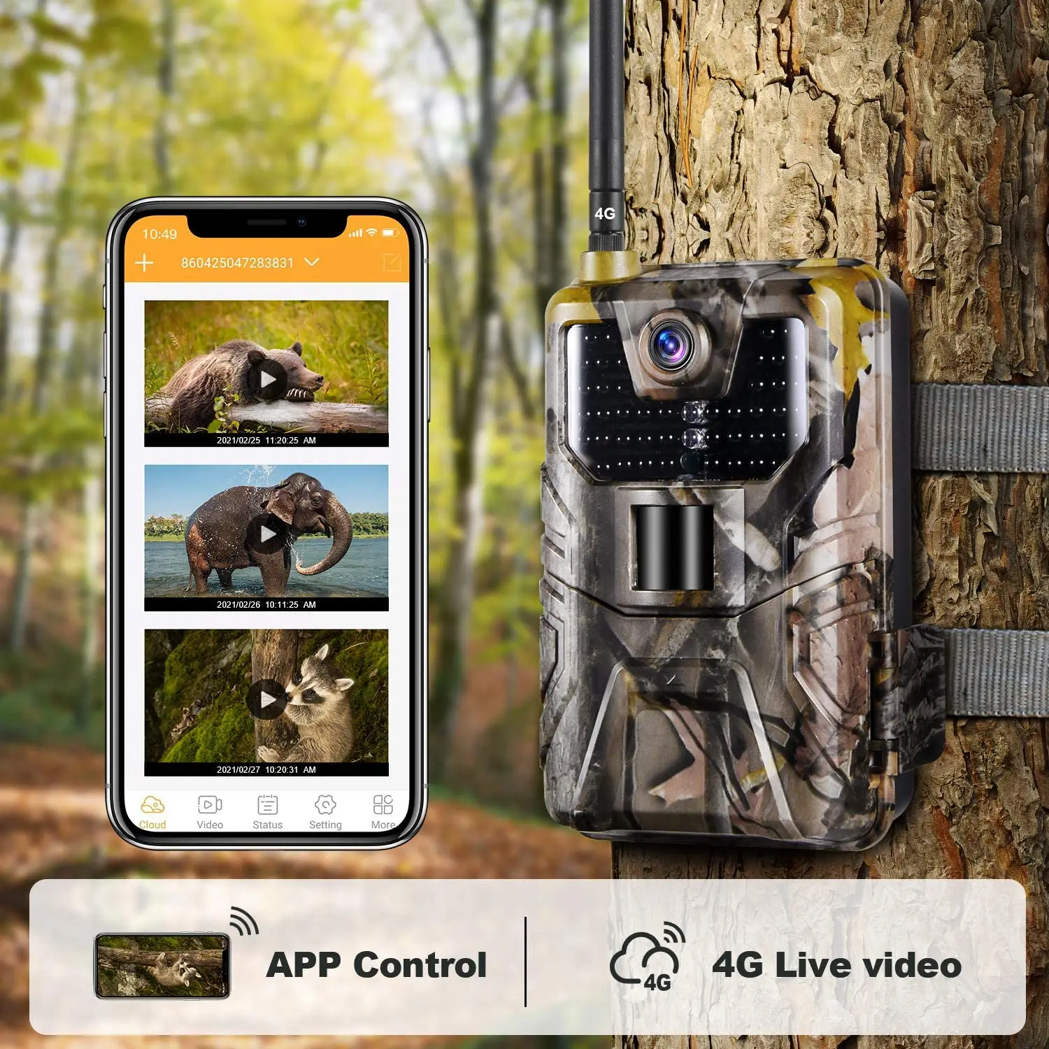 Live Broadcast 4K/2K 30MP APP Trail Camera Cloud Service Wildlife Hunting Surveillance 4G Wireless Cameras HC900PRO Photo Traps