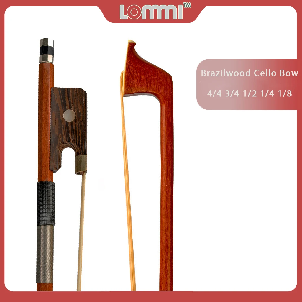 

LOMMI 4/4 3/4 1/2 1/4 1/8 Size Advanced Brazilwood Cello Bow Natural Mongolia Horsehair Frog For Acoustic Cello Electric Cello