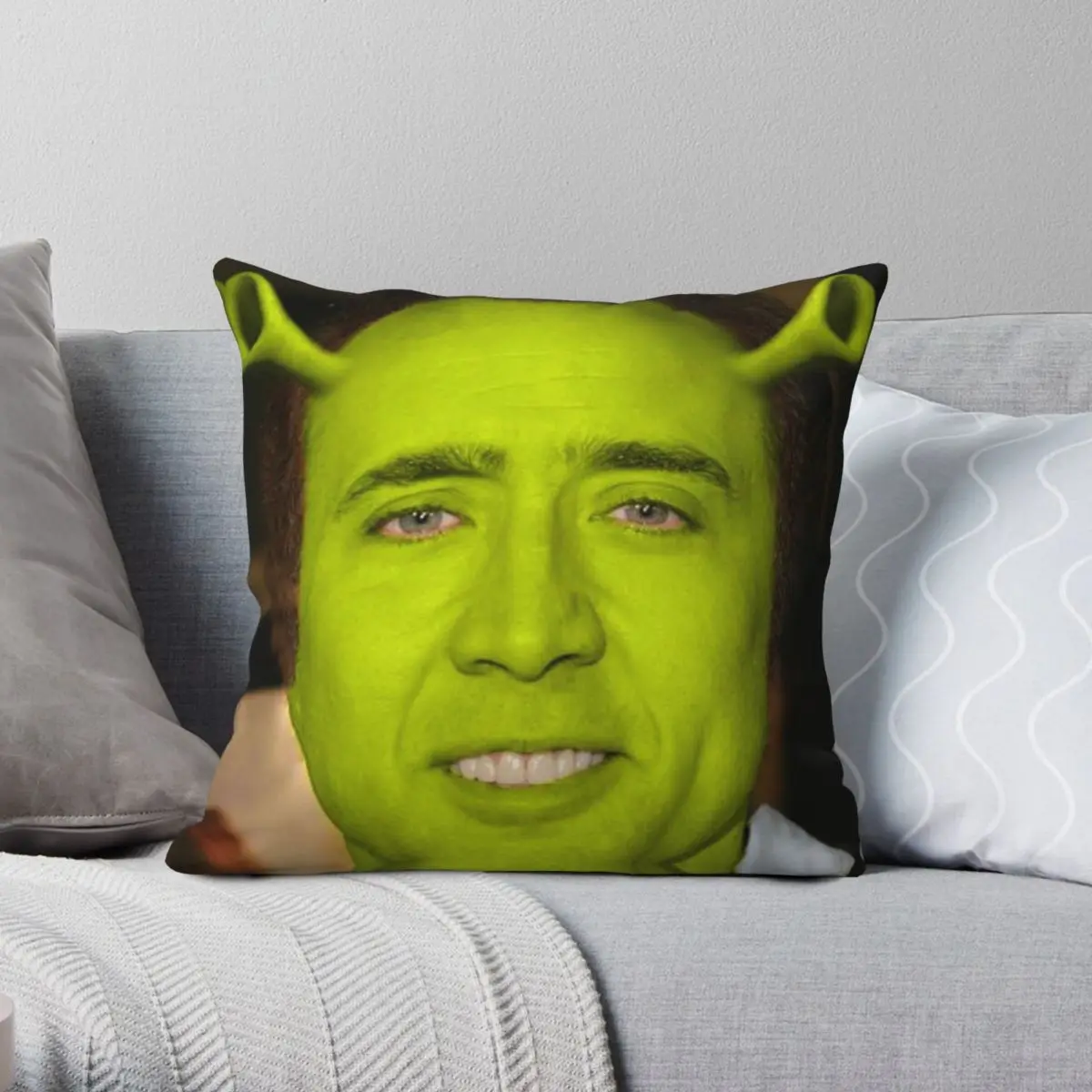 

Nicolas CageShrek Square Pillowcase Polyester Linen Velvet Zip Decor Throw Pillow Case Home Cushion Cover