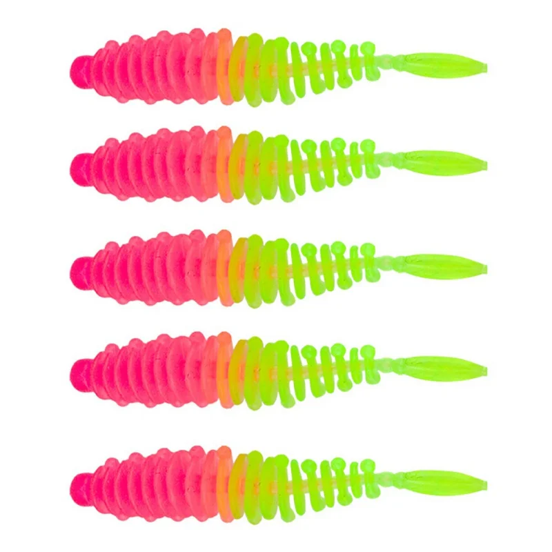 5PCS Needle Tail Soft Fishing Artificial Lure 5.5cm 1.2g Qingwu Insect Luya Bait Threaded