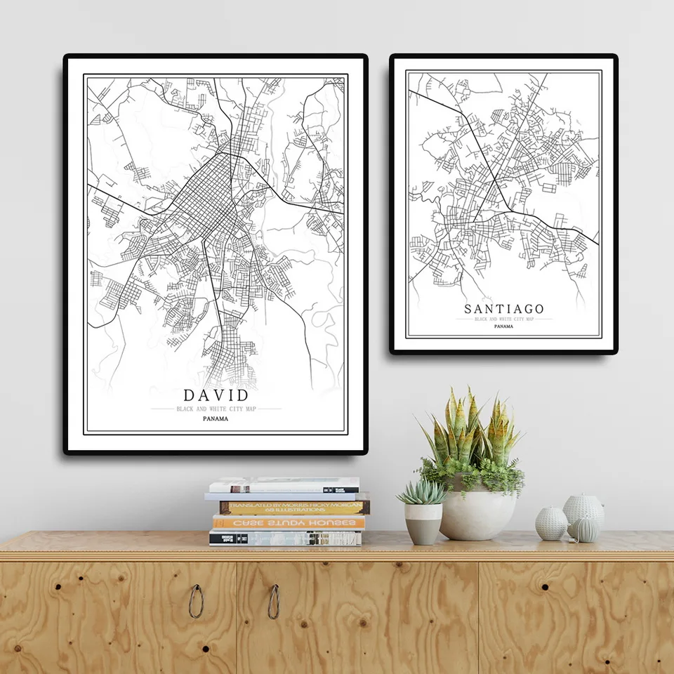 Panama Creative city map Abstract Canvas Painting Black and white Wall Art Print Poster Picture Home Decoration  Painting image 4