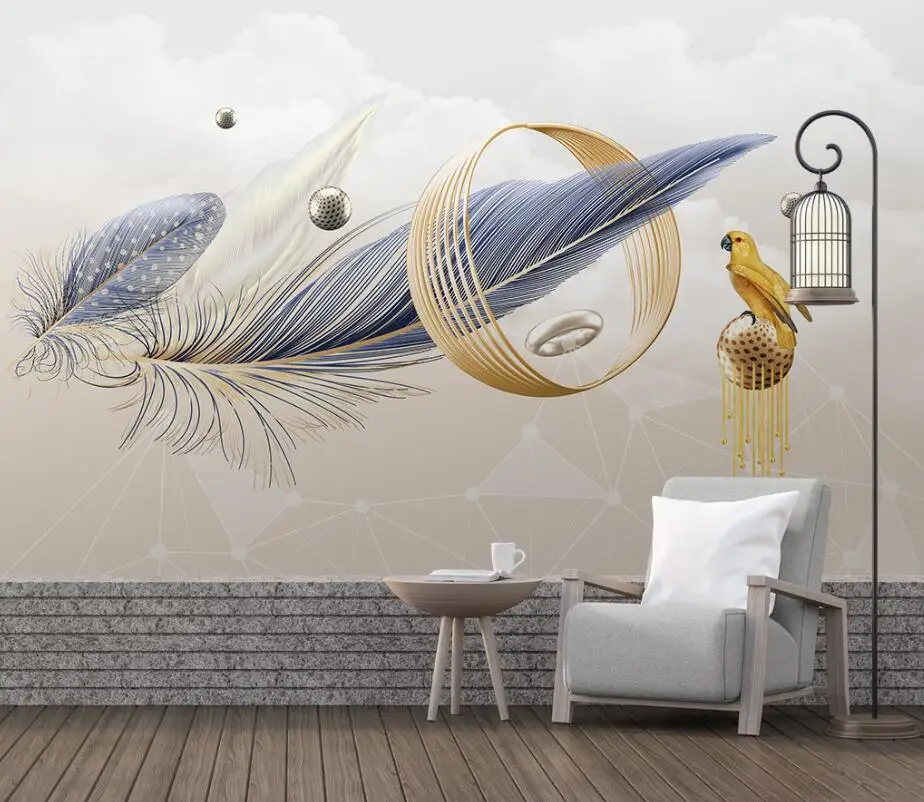 

Custom wallpaper Modern fashion 3D solid feather geometry TV background wall living room bedroom decorative wallpaper