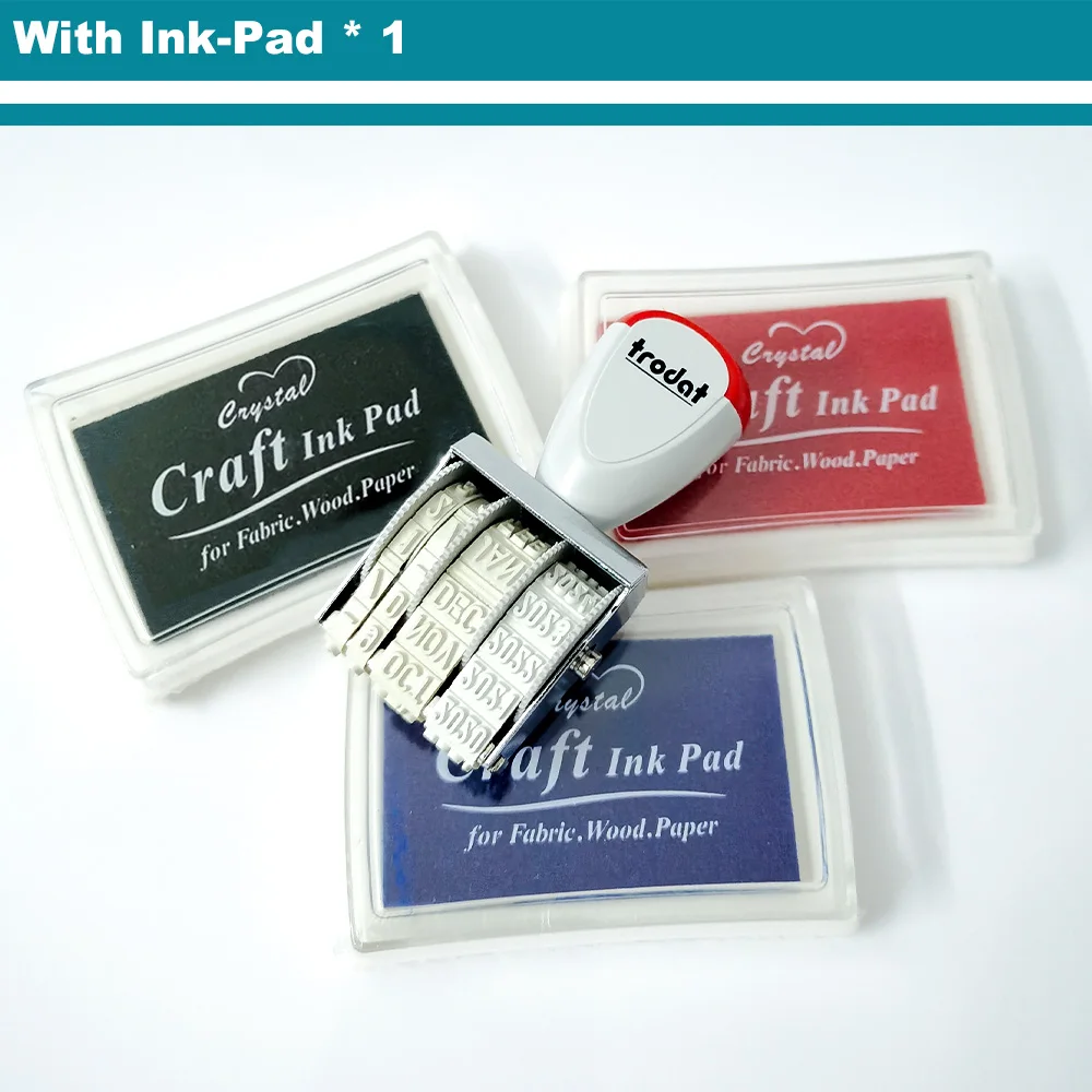 Sello de goma con fecha, suministros escolares, papelería con almohadilla de tinta, creativo, para negocios, bricolaje, ajustable