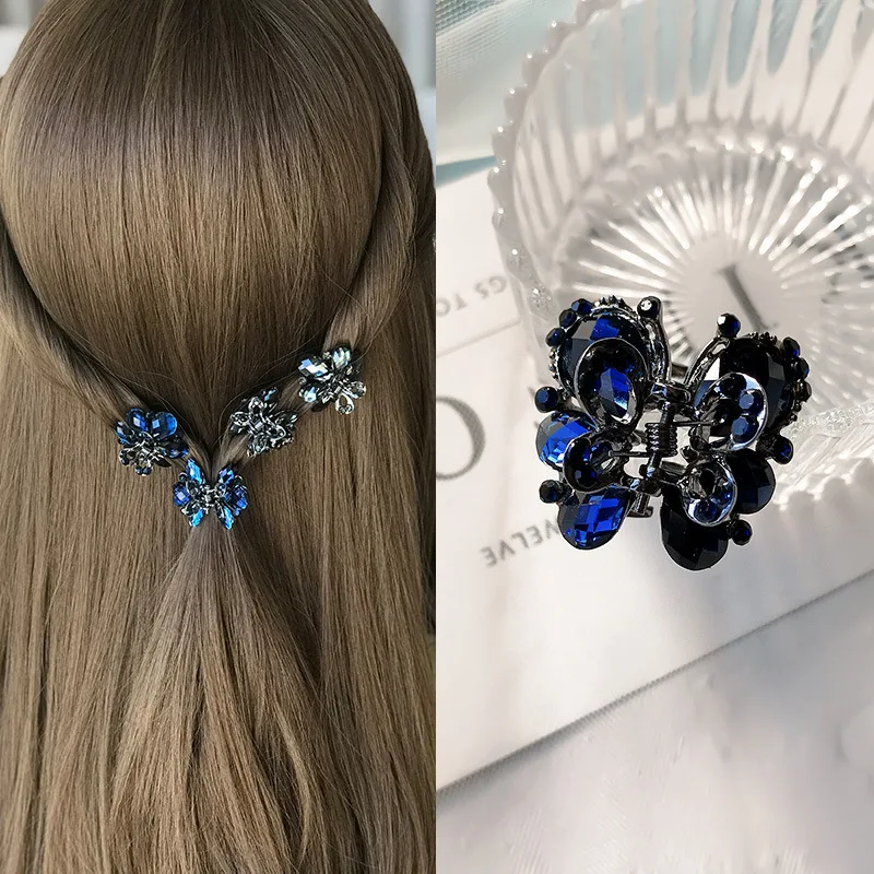 Hair Clip for Women Retro Black Crystal Bow Hair Ornament Light Luxury Compact  Hair Accessories Jewelry Wholesale