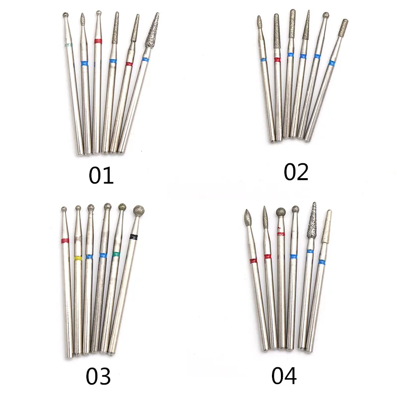 6pcs set Multi-types Diamond Nail Grinding Head Manicure Cutter Pedicure Machine Sander Drill Bit Electric Rotary Tools