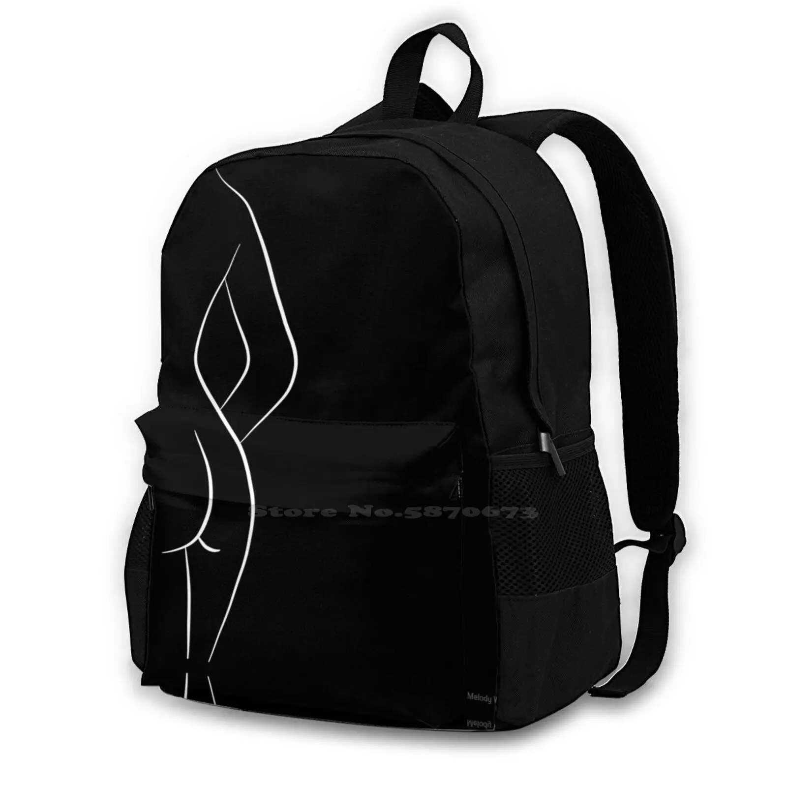 Woman Body Outline Line Art In Black-Hello Helena Hot Sale Schoolbag Backpack Fashion Bags Minimalist Line Drawing Line Art