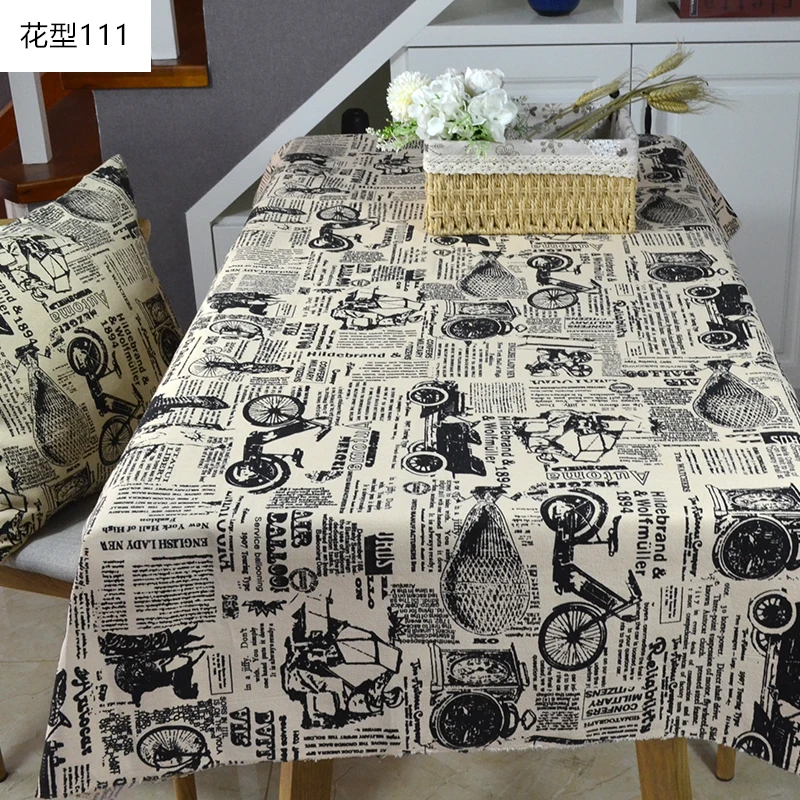 Retro European-style Newspaper Thick Canvas Coarse Cloth Cotton Linen Fabric Tablecloth Sofa Handmade Diy Bag 1 meter