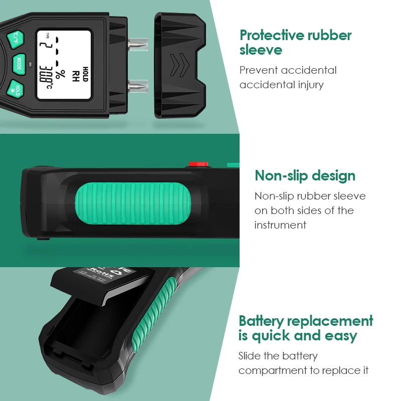 Imagem -04 - Dois Pinos Digital Medidor de Umidade de Madeira Umidade Tester Timber Damp Detector Display Lcd Backlight Categorias