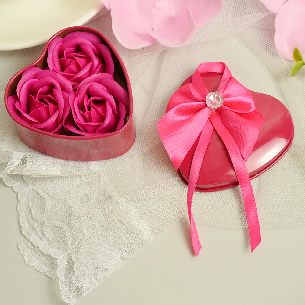 3Pcs Wedding Decoration Gift Festival Box Valentine\'S Day Gift Box Flower Soap Heart Scented Bath Body Petal Rose Flower Soap