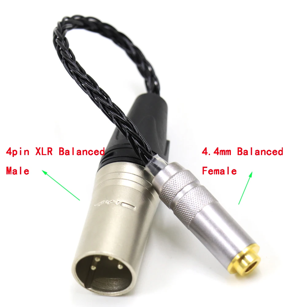 هالدين HIFI 7N الفضة مطلي 4pin XLR متوازن ذكر إلى 4.4 مللي متر متوازن أنثى كابل محول الصوت XLR إلى 4.4 موصل DIY10cm