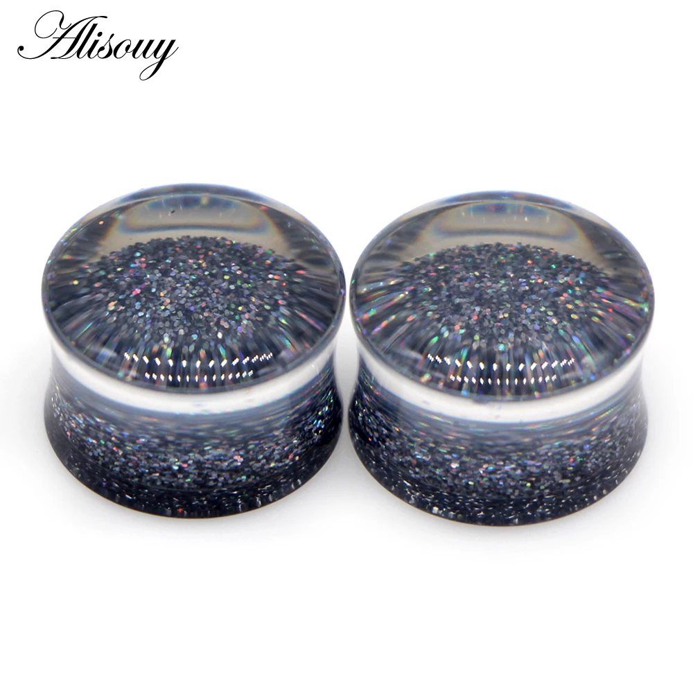 Alisouy 2Pcs Saddle Plugs Tunnels Acrylic Ear Flesh Tunnel Plug 8mm-30mm Ear Gauges Expander Stretcher Piercing Jewelry