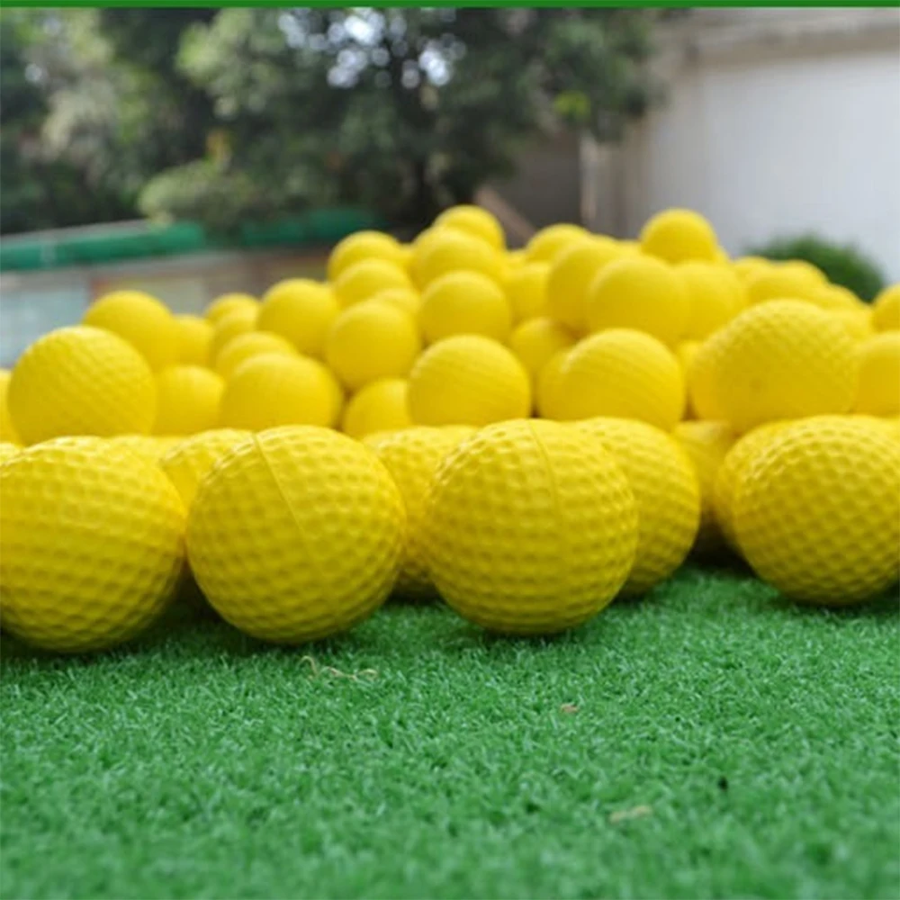 Hot Jual 20 Pcs PU Busa Bola Golf Spons Kuning Elastis Outdoor Indoor Praktek Pelatihan