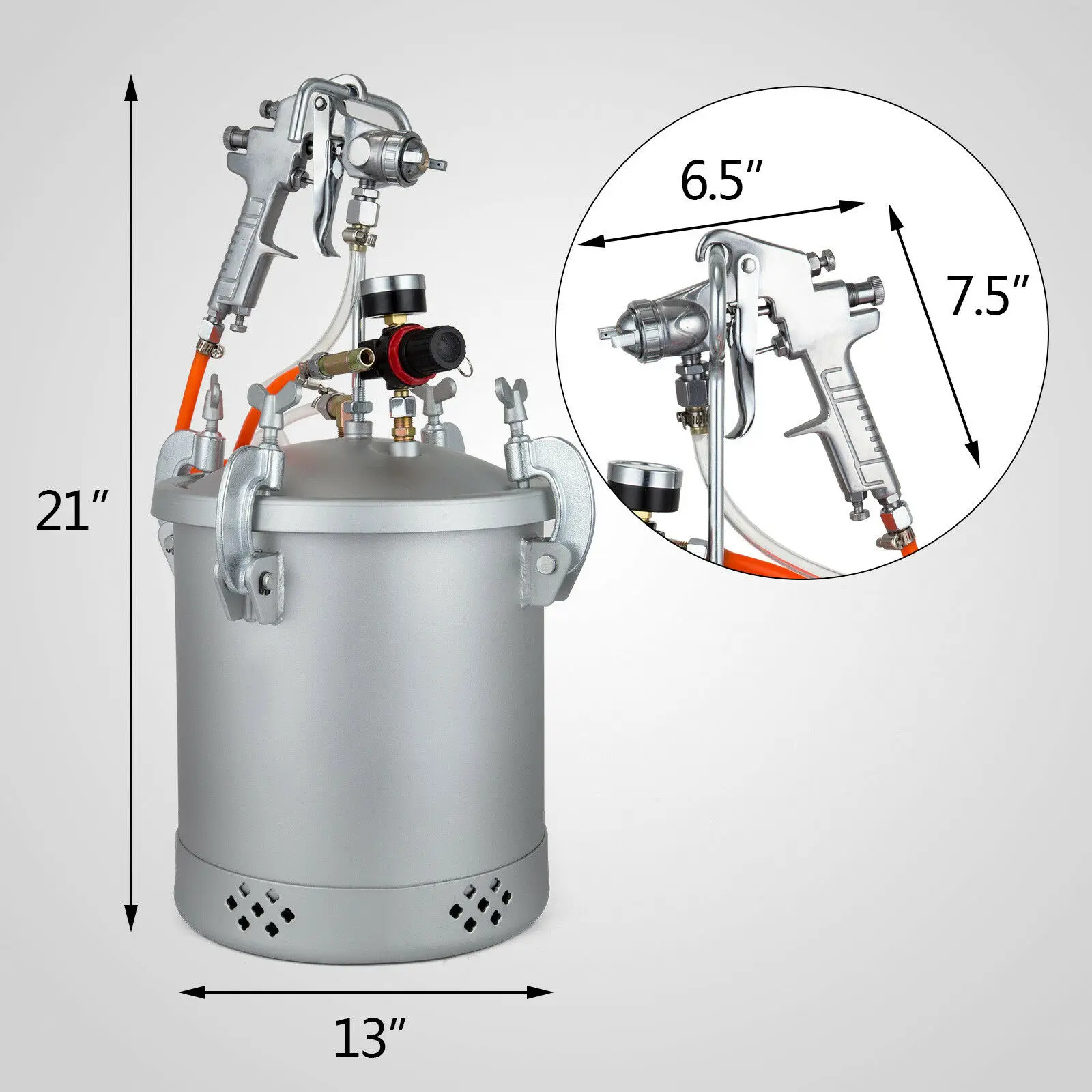 New 2-1/2 Gallon Pressure Feed Paint Tank Pot Spray Gun Sprayer System