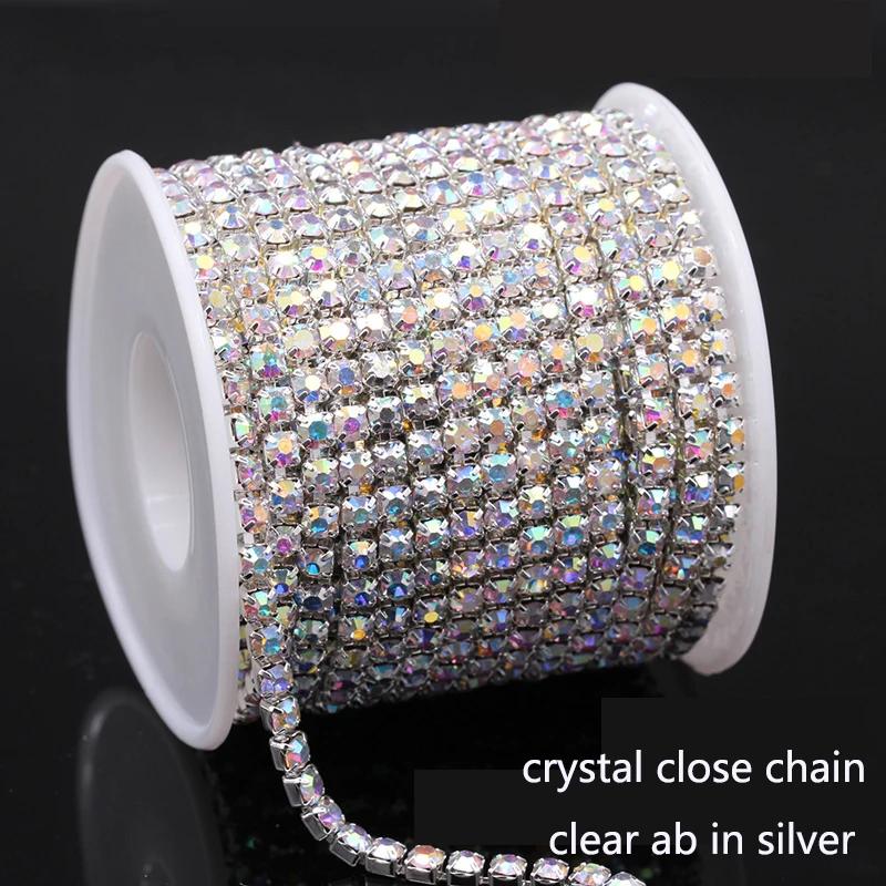 SS6 8 10 12 14 16 SS18 1Yard 10Yards Sparking Rhinestone Sew-On Glue-On For Garment Jewelry Applique Accessories Trim Cup Chains