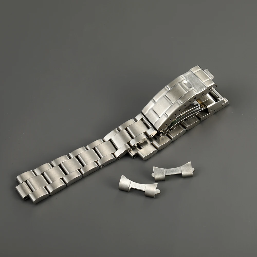 20mm Curved End Glide Oysterr Stainless Steel Solid Bracelet Watch Strap For RLX Watch