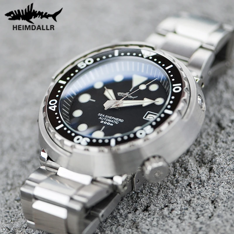 Heimdallr Tuna 200m Diving Watch Automatic Stainless Sapphire Crystal NH35 Men\'s Wristwatch Mechanical Watches C3 Luminous